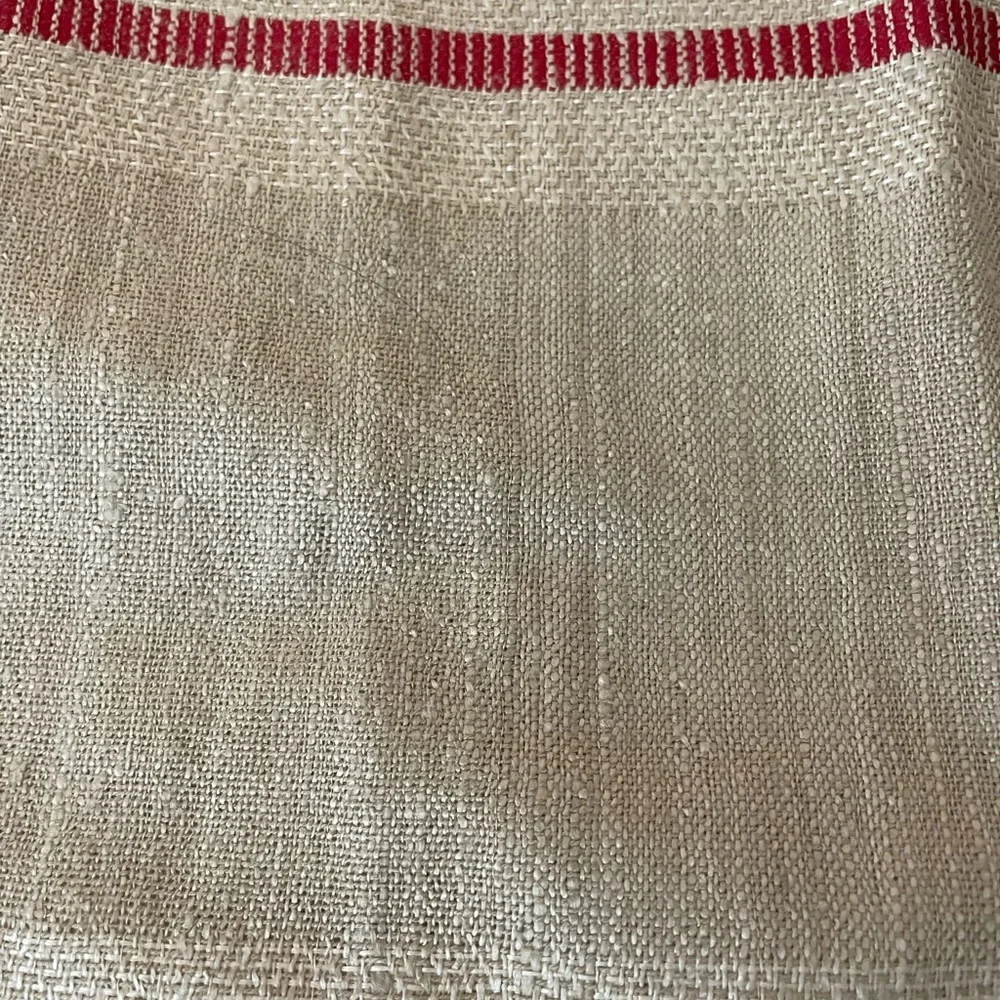 New West Elm Beige red striped Buttoned Pillow Cover 20” x20”